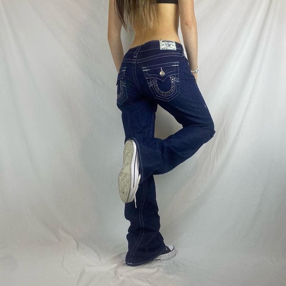 True Religion joey rhinestone dark Wash jeans INSANE Vintage - Picture 1 of 8
